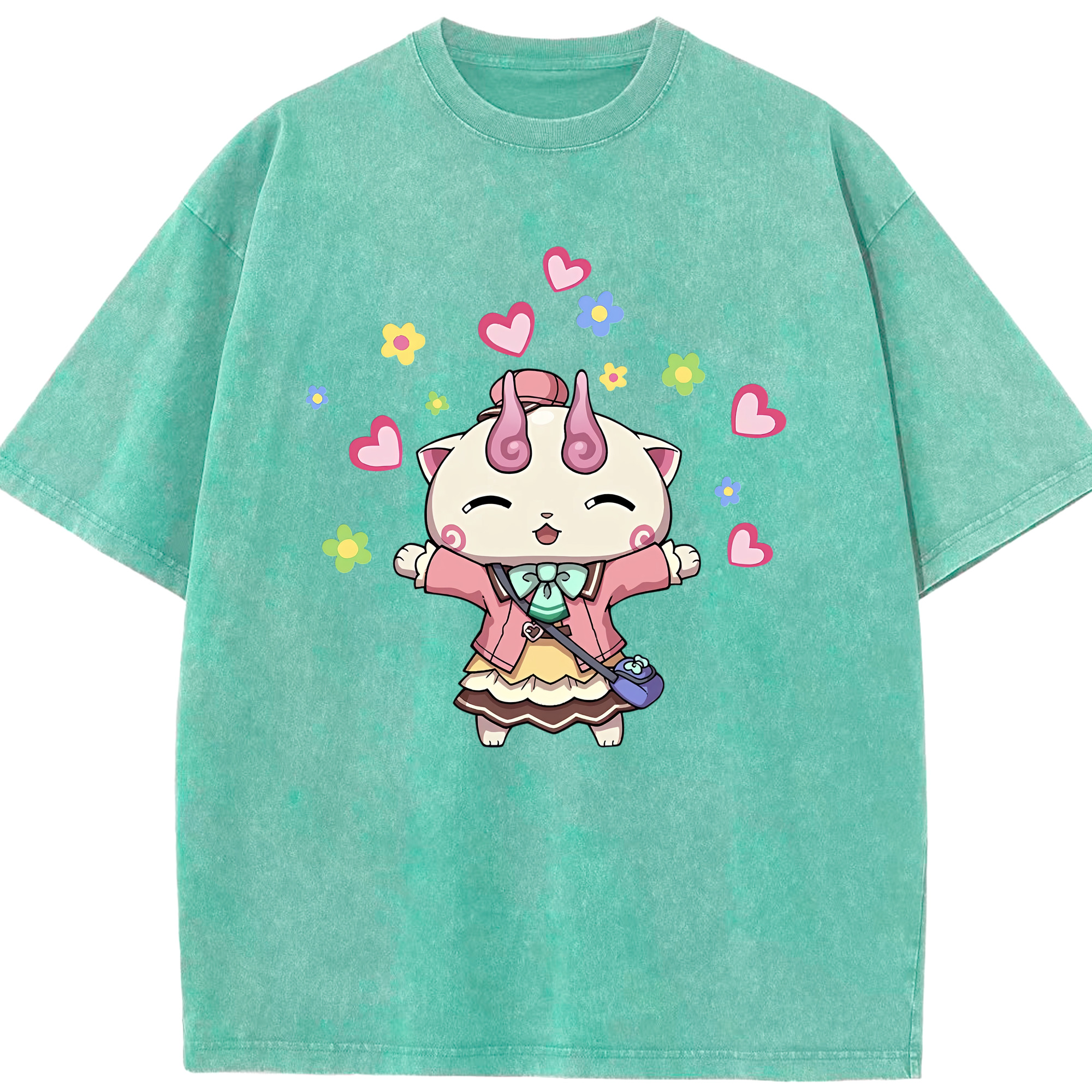 （画像用） 妖怪ウォッチ Yo-kai Watch 綿100% ヴィンテージ風 半袖Tシャツ（フロントプリント）